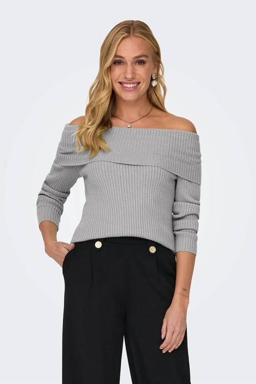 Onlkatia Regular Fit Madonna Yaka Bayan Kazak 15311830 GRİ