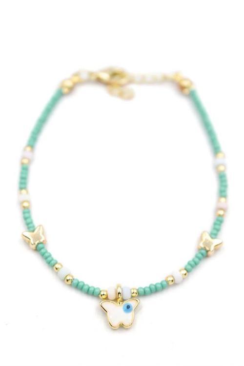 Kelebek Boncuk Bileklik - Açık Yeşil