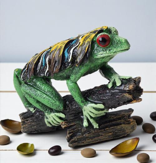 Gerçek Görünümlü Canlı Renkli Afrika Ağaç Kurbağası Biblo Heykel Ev & Ofis Yeni Yıl Hediyesi 12 cm.