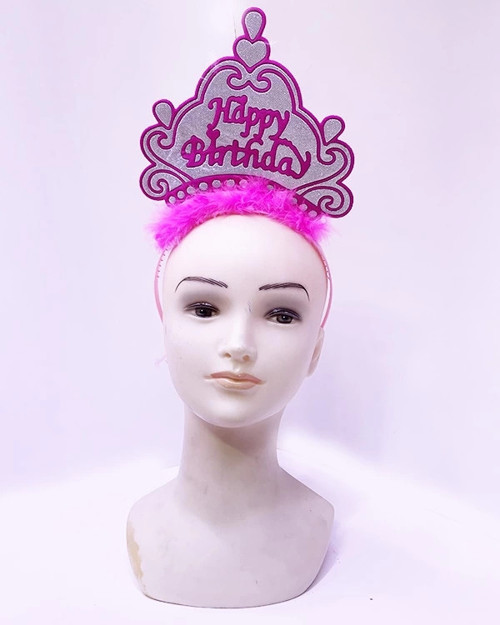 BFS Nessiworld Happy Birthday Neon Pembe Renk Doğum Günü Tacı 24x15 cm