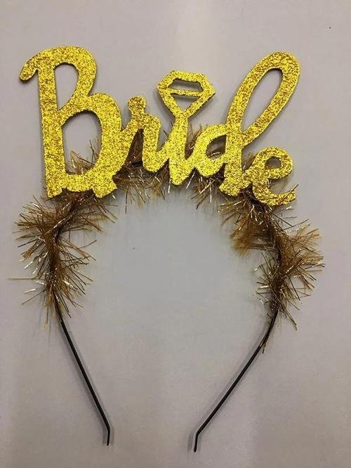 BFS Nessiworld  Altın Renk Bekarlığa Veda İtalik Yazı Alyanslı Bride Taç