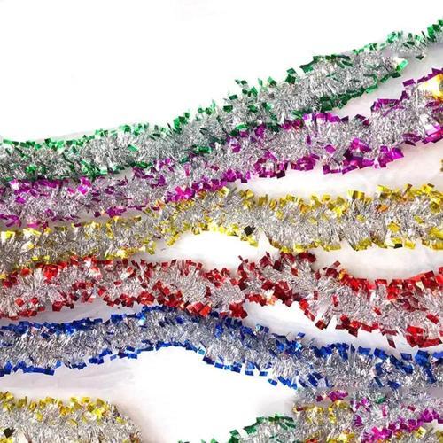 BFS Mavi Gümüş Renk 4 cm Genişlik Garland Çift Renk Sim Süs 180 cm