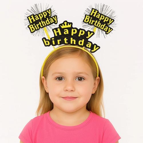 BFS Doğum Günü Kutlaması İçin Sarı Taç – Işıltılı Yazılı Parti Tacı