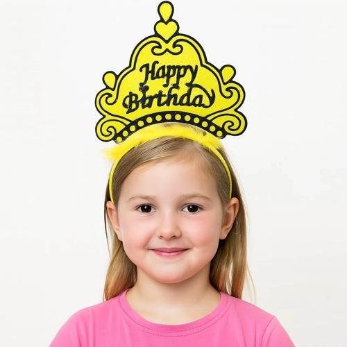 BFS  Sarı Happy Birthday Prenses Tacı – Doğum Günü Taç Aksesuarı