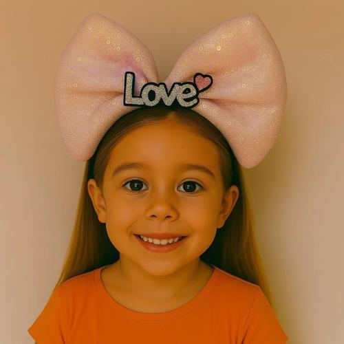 BFS  LED Işıklı Love Yazılı Pembe Fiyonk Taç – Kız Çocuk Parti Tacı