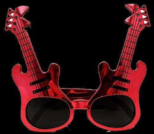 BFS   Kırmızı Renk Rockn Roll Gitar Şekilli Parti Gözlüğü 15x15 cm