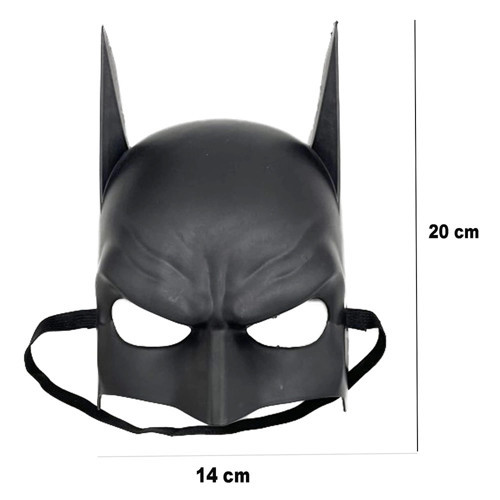 BFS Siyah Renk Çocuk Boy Arkadan Lastikli Batman Maskesi 20x14 cm