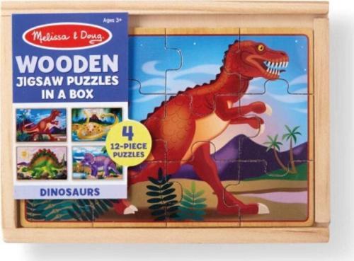 Ahşap 12 Parçalı 4 Yapboz Seti - Dinozorlar