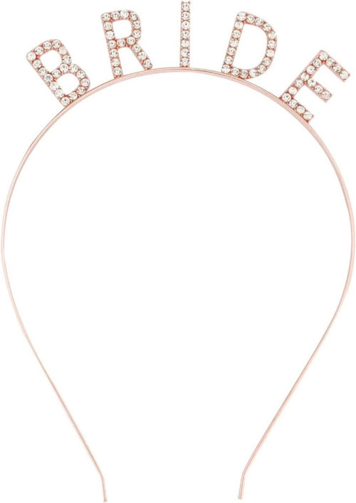 BFS Rose Gold Renk Bekarlığa Veda Kristal Taş Bride Tacı İthal 16x10 cm