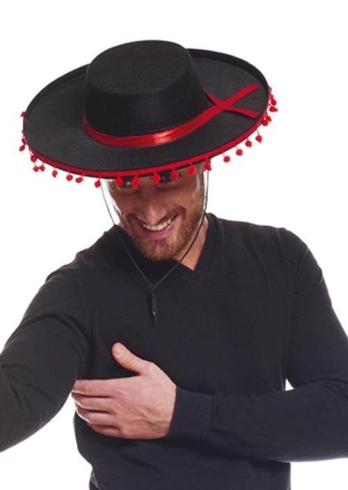 BFS   Kırmızı Ponponlu Siyah Renk Yetişkin İspanyol Şapkası