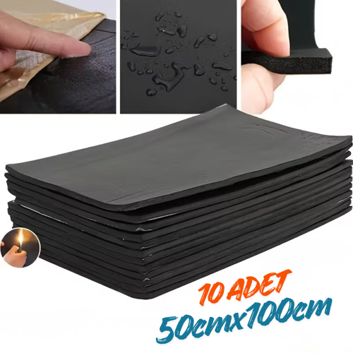 Araç Oto Kaput Kapı Taban Davlumbaz Ses Yalıtım Malzemesi 9mm Kauçuk 50cmx100cm 10adet