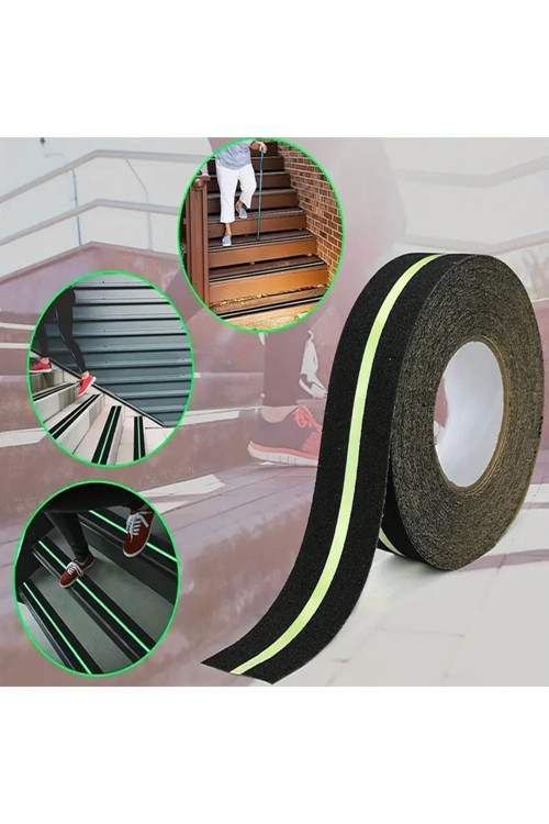 Evimdeyok Fosforlu Kaydırmaz Bant 50mmx25mt Yeşil Fosforlu Merdiven Bandı 50mm Fotolümenli