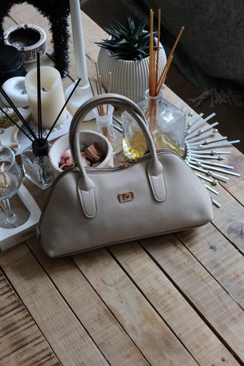 vizon süet çift fermuar detaylı el omuz çantası	