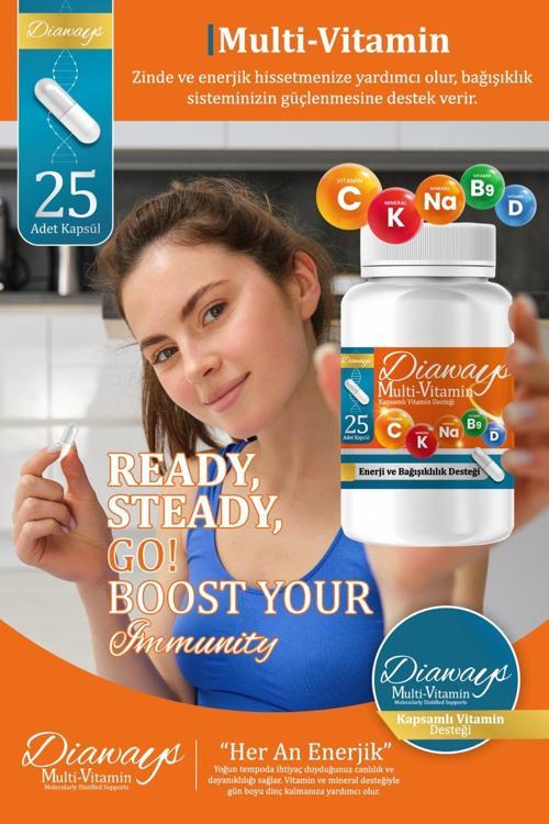 Multivitamin, Magnezyum, Demir, Çinko, Folik Asit, Vitamin E C B3 B5 B6 B2 B1 D3 K2 takviye gıda