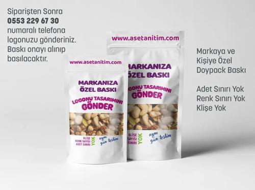 Logo Baskılı Pencereli Beyaz Doypack 50 Gramlık (10'lu)