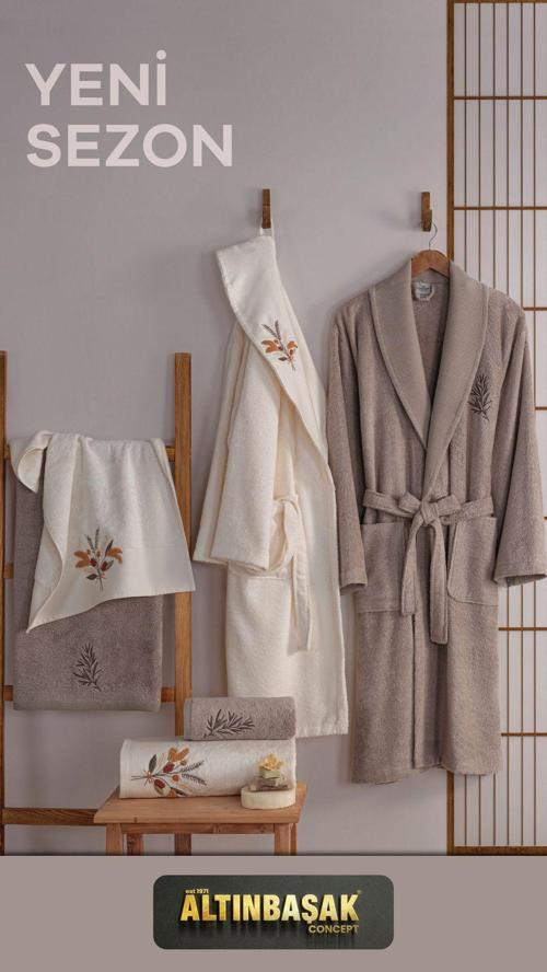 3D Nakışlı Bambu Aile Bornoz Seti ( %40 Bambu lifi içerir )