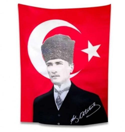 Atatürklü Bayrak 50X75cm Atalı Türk Bayrağı - 2 adet