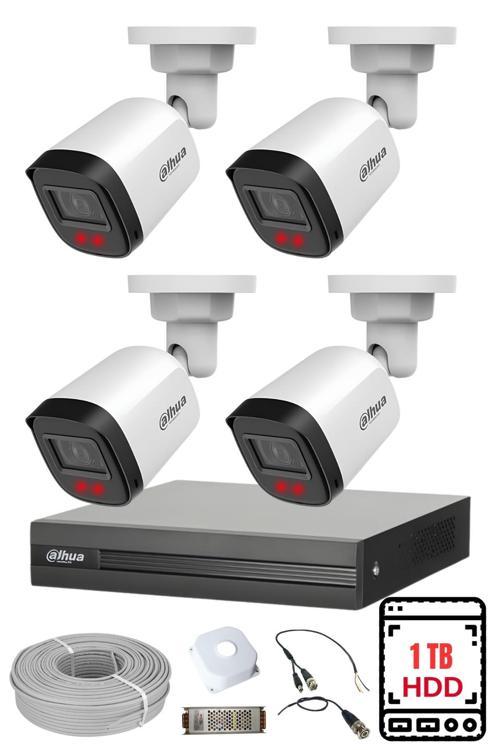DAHUA 4 Kameralı Gece Görüşlü Su Geçirmez FULL HD Güvenlik Kamerası Seti 1TB