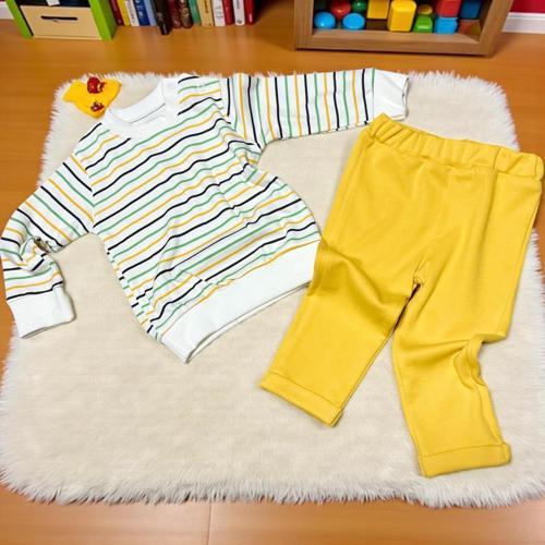 ÇİZGİLİ ALT ÜST TAKIM - Hardal - 9 Ay Hardal