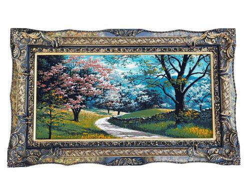 Pembe Yol Adlı İran Tebriz Halı Tablo 123x75cm - Duvar Halı Kilim Tablo