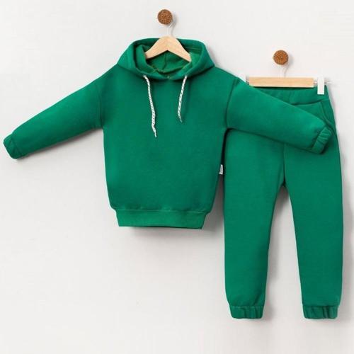 KAPÜŞONLU BASIC ÜÇ İPLİK ŞARDONLU ALT ÜST TAKIM - BP-1611-Yeşil-4 Yaş Yeşil