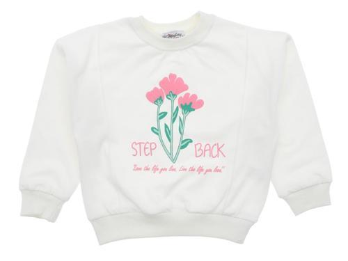 STEP BACK ÇİÇEK BASKILI İKİ İPLİK ŞARDONLU SWEATSHIRT - Ekru - 3 - 4 Yaş - ERL50349.0-Ekru-3 - 4 Yaş Ekru