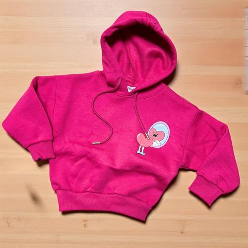KAPÜŞONLU ARKA AYNALI KALP BASKILI SWEATSHIRT - Fuşya - 2 - 3 Yaş - ERL50627.0-Fuşya-2 - 3 Yaş Fuşya