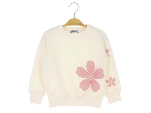 ÇİÇEK BASKILI İKİ İPLİK ŞARDONLU SWEATSHIRT - Ekru - 2 Yaş - ERL50684.0-Ekru-2 Yaş Ekru