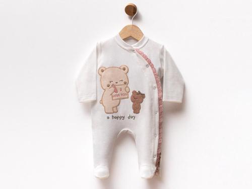 DANTELLİ AYICIKLI LOVE YOU NAKIŞLI TULUM - Ekru - 1 - 3 Ay - FLE252419-Ekru-1 - 3 Ay Ekru