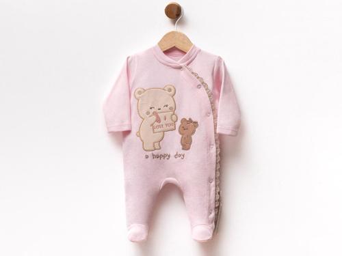 DANTELLİ AYICIKLI LOVE YOU NAKIŞLI PEMBE TULUM - ATABAY - FLE252419-1 - Pembe - 3 - 6 Ay - FLE252419-1-Pembe-3 - 6 Ay Pembe