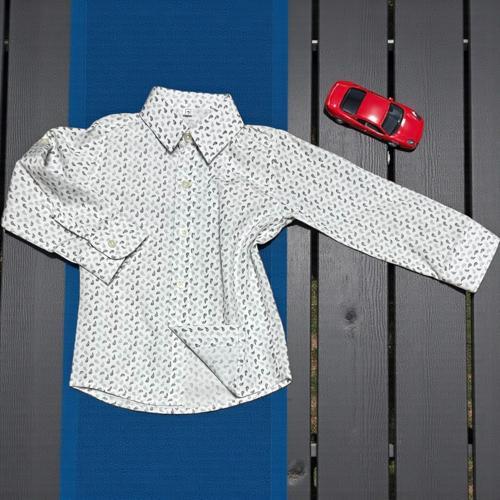 DESENLİ YAKALI UZUN KOL POPLİN GÖMLEK - RN25GML-Gri-8 Yaş Gri