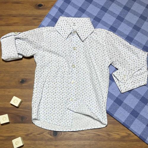 DESENLİ YAKALI UZUN KOL POPLİN GÖMLEK - RN25GML-Mavi-6 Yaş Mavi