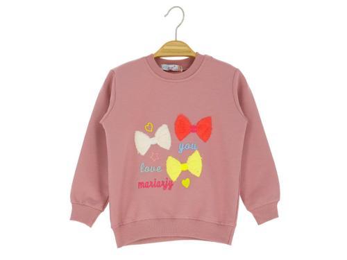 FİYONK NAKIŞLI İKİ İPLİK SWEATSHIRT - Gül Kurusu - 5 Yaş - NSL402-Gül Kurusu-5 Yaş Gül Kurusu