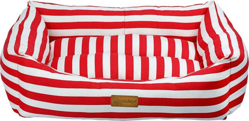 Makaron Serisi Kedi Köpek Yatağı Çizgili Kırmızı/Beyaz Small 60x50x19 cm
