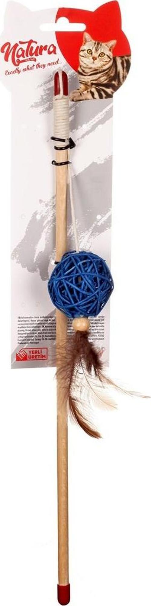 Natura Tüylü Bambu Top Doğal Kedi Olta Oyuncak 40 Cm