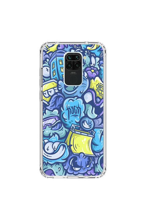 Xiaomi Redmi Note 9 Uyumlu Şeffaf Kılıf Graffiti 9 Tasarımlı