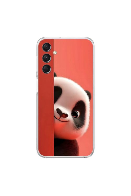 Samsung Galaxy A24 Uyumlu Şeffaf Kılıf 4 Peluş Panda Tasarımlı