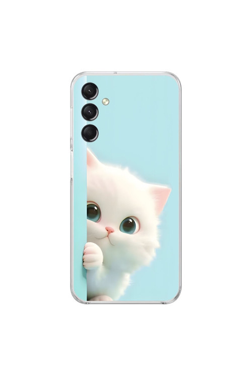 Samsung Galaxy A24 Uyumlu Şeffaf Kılıf 2 Peluş Kedi Tasarımlı