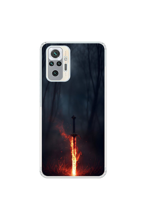 Xiaomi Redmi Note 10 Pro Uyumlu Şeffaf Kılıf Kılıç Tasarımlı