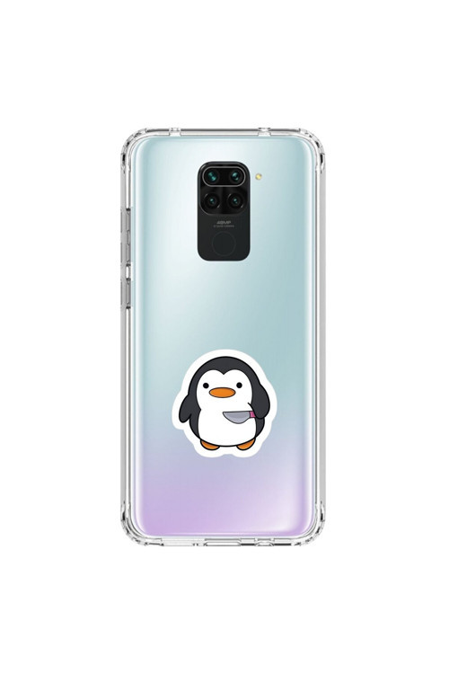 Xiaomi Redmi Note 9 Uyumlu Şeffaf Kılıf Couple Penguen 2 Tasarımlı