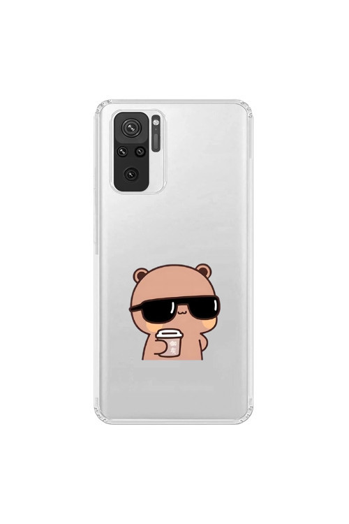 Xiaomi Redmi Note 10 Uyumlu Şeffaf Kılıf Couple Ayıcık 1 Tasarımlı