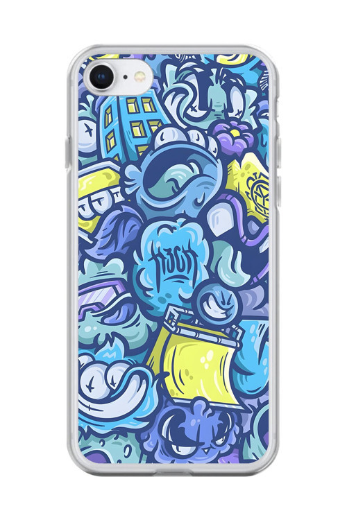 İphone 7 Uyumlu Şeffaf Kılıf Graffiti 9 Tasarımlı