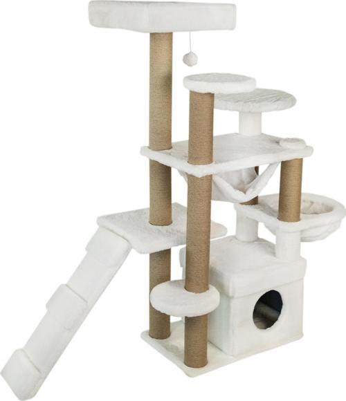 55x160x124 cm Kedi Oyun Evi ve Tırmalama Platformu Beyaz