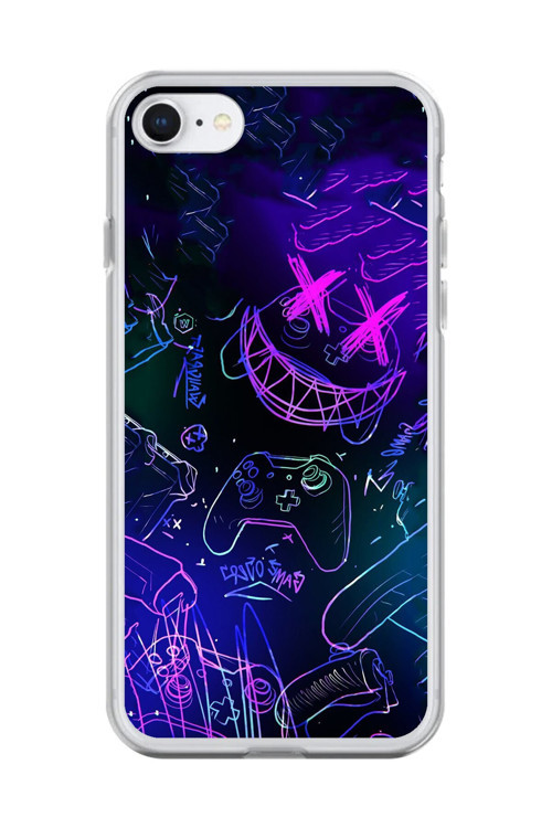 İphone 7 Uyumlu Şeffaf Kılıf Graffiti 4 Tasarımlı