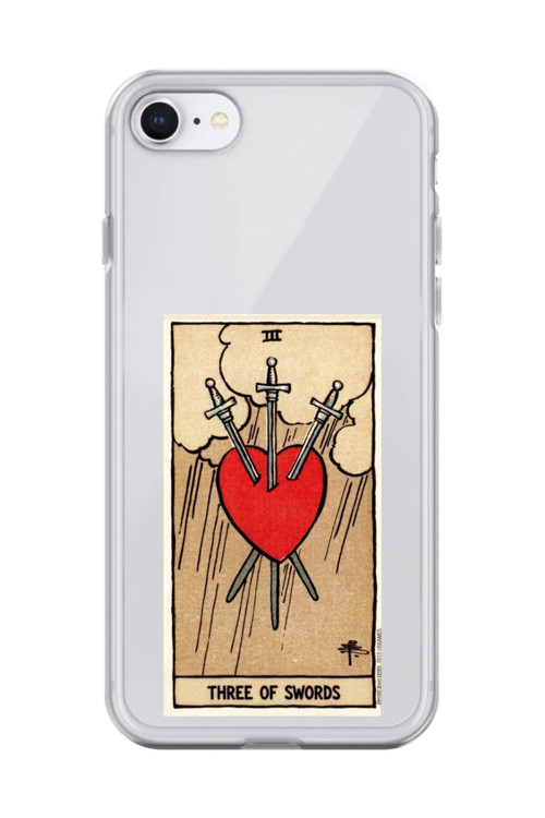 İphone 6S Uyumlu Şeffaf Kılıf Three Of Swords Tasarımlı