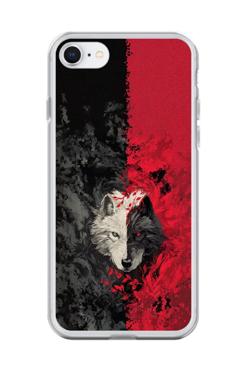 İphone 7 Uyumlu Şeffaf Kılıf Kurt Tasarımlı