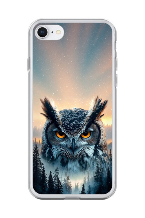 İphone 7 Uyumlu Şeffaf Kılıf Baykuş Tasarımlı