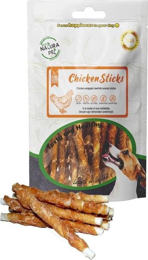 Eco Natura Pet Chicken Sticks - Tavuk Sargılı Kemik Köpek Ödülü 90 Gr