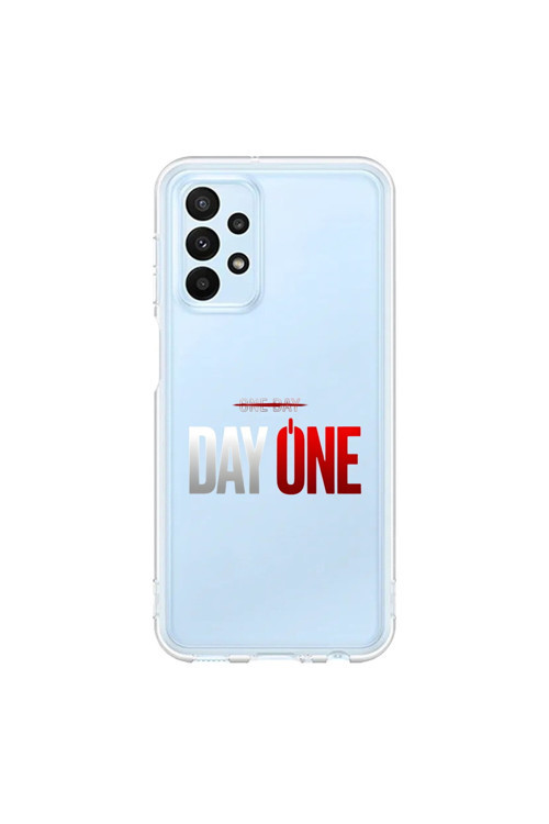 Samsung Galaxy A23 Uyumlu Şeffaf Kılıf One Day/Day One Tasarımlı