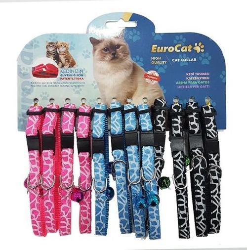 Çizgi Desenli Çıngıraklı Kedi Boyun Tasması 12'li